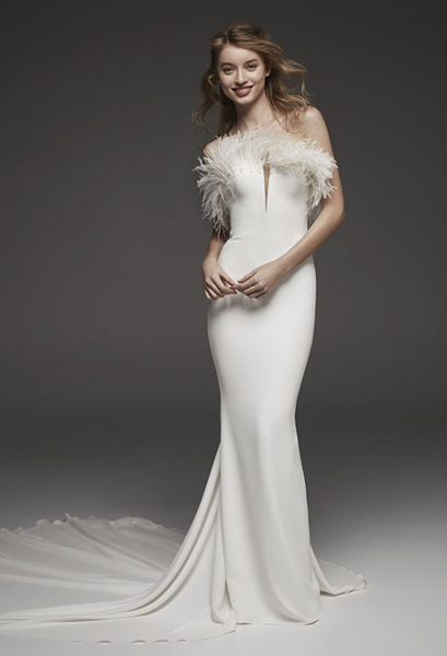 Meerjungfrau Brautkleid mit Federn