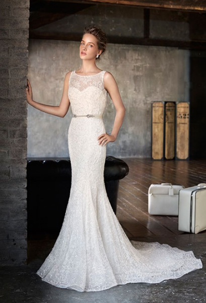 Meerjungfrau Brautkleid mit Taillen Gürtel