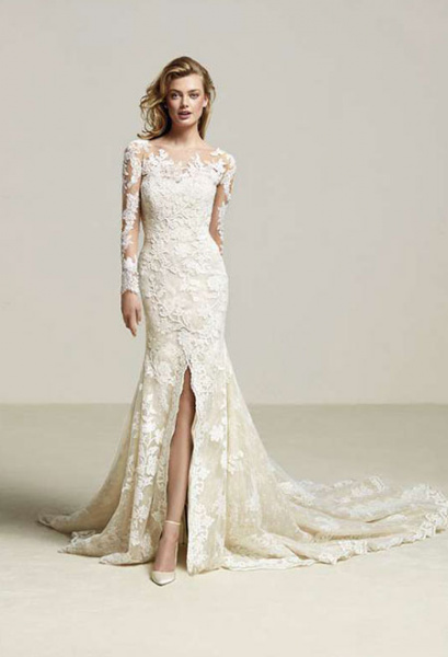 Meerjungfrau Brautkleid mit Schlitz