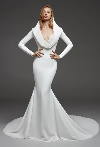 Meerjungfrau-Brautkleid mit langen Ärmeln