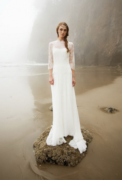Langes Brautkleid für Strandhochzeiten
