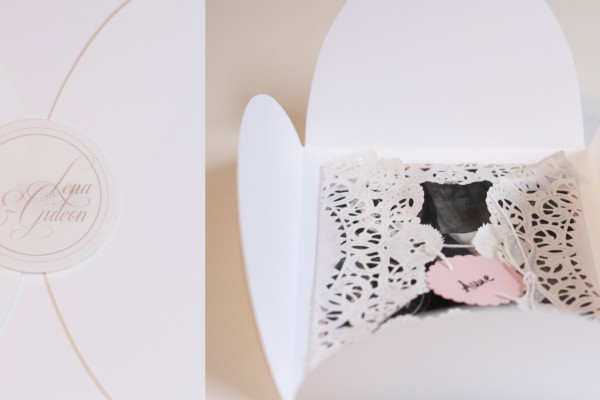 Weiße Vintage Hochzeitseinladung