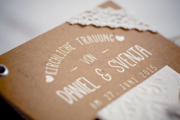 Vintage Hochzeitskarte in Kork-Optik