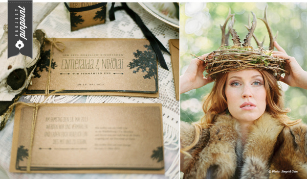 Ausgefallene Vintage Hochzeitseinladung