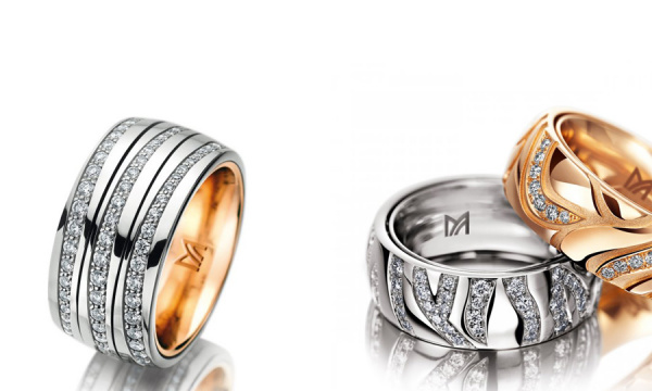 Luxuriöse Trauringe aus Platin mit Steinen