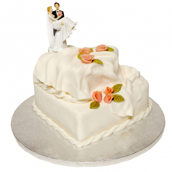 Fondant Torte mit vintage Hochzeitstortenfigur