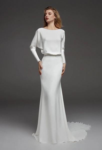 Satin Brautkleid mit engem Rock