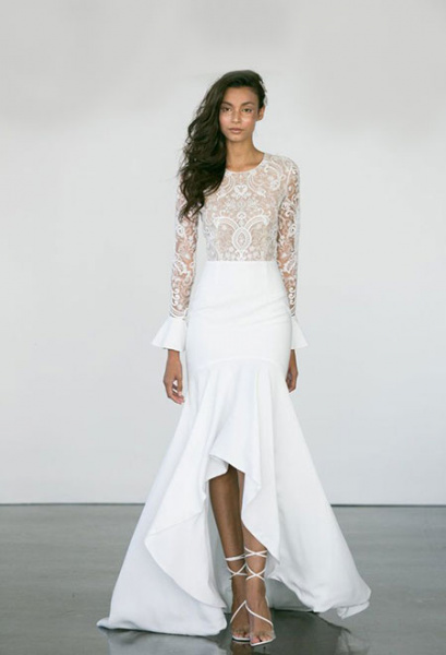 Vokuhila Brautkleid im Trompeten-Schnitt